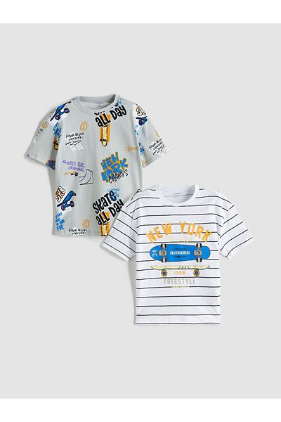 LC Waikiki New Season Crew Neck Striped Boys T-Shirt 2-Piece - S5Id05Z1