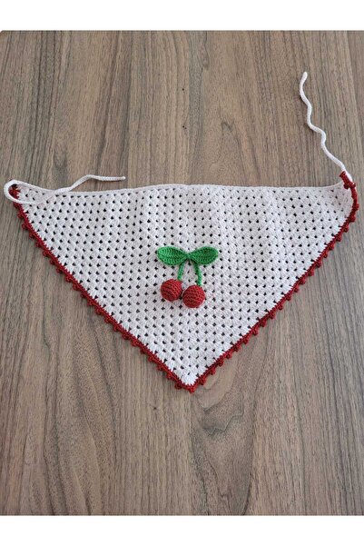 ÇİÇEKÖRGÜ Πλεκτή μπαντάνα, Χειροποίητη πλεκτή μπαντάνα με μοτίβο κερασιού, καλοκαιρινή μπαντάνα