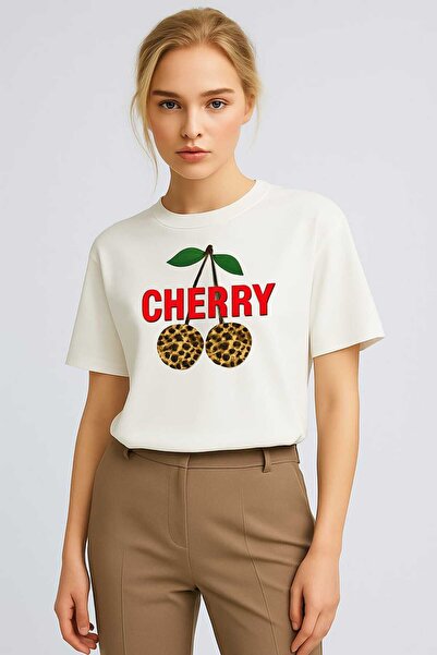 Framgan Tricou unisex pentru bărbați/femei LEOPARD CHERRY, cu imprimeu person...