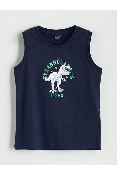 LC Waikiki New Season Crew Neck Dinosaur Printed Boys Undershirt - S5Jb77Z4