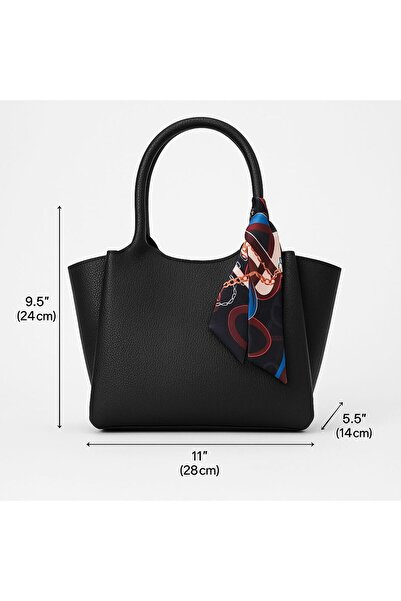Timeless Siyah Renk Yumuşak Deri Görünümlü Kadın Omuz ve El Çantası – Çift Fermuarlı, Şal Detaylı