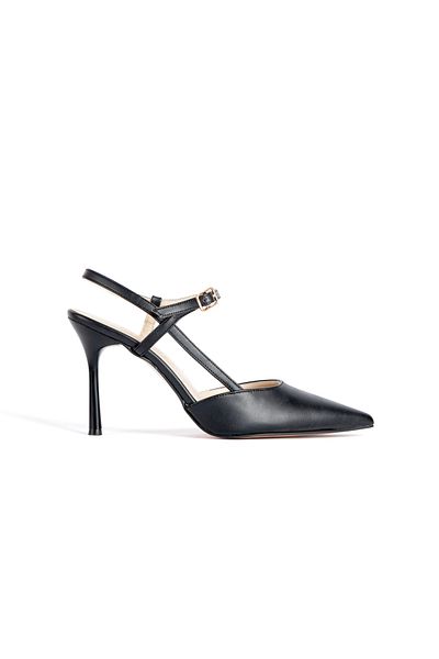 innsteal Nightglow Women's Black Thin Heels Shoes Pointed Toe Stylish Elegant Strap Stiletto Evening Dress Shoes
