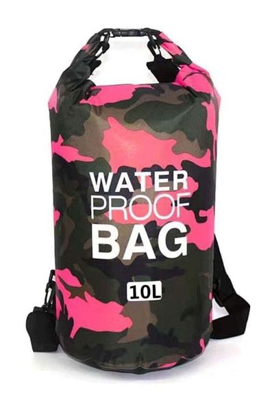 huitich 10L Camouflage Rose Red Single-Strap Waterproof Outdoor Sport PVC Bag