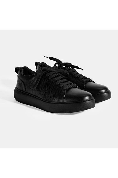 Desa Women's Black Lace-Up Leather Casual Shoes
