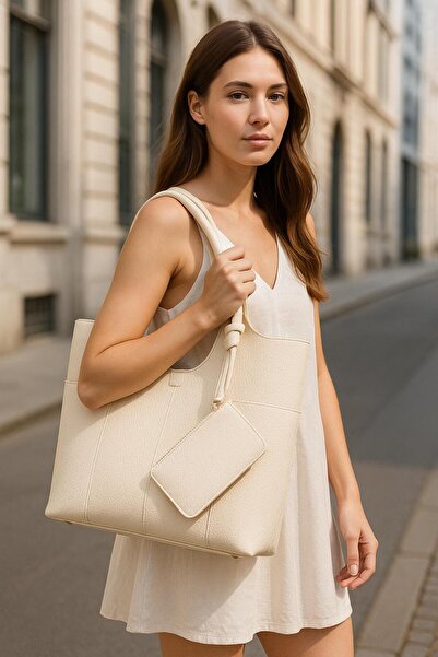 Timeless Premium Deri Görünümlü Çok Gözlü Kadın Omuz ve El Çantası (Cüzdan Hediyeli)