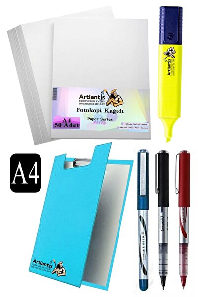 Artlantis قلم سيكرتري A4 مع غطاء 3 ألوان A4 ورق تصوير أبيض 50 قطعة قلم تحديد ...