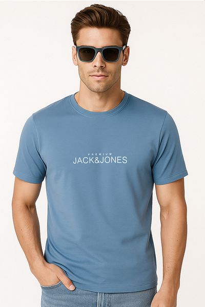 Jack & Jones J&J T-Shirt Men Logo Printed T-Shirt Blue Prm