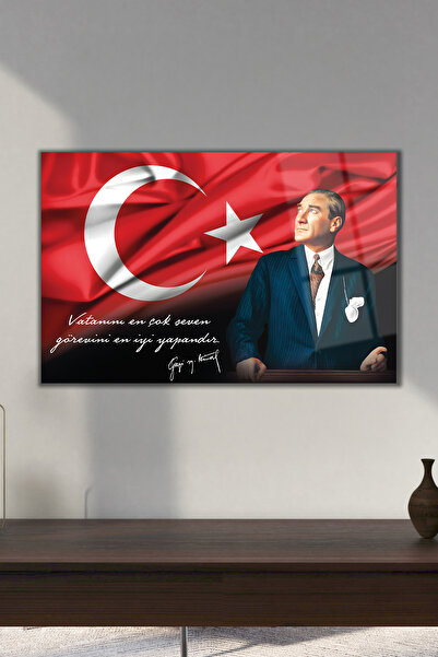 Missing Items Atatürk ve Türk Bayrağı Cam Tablo