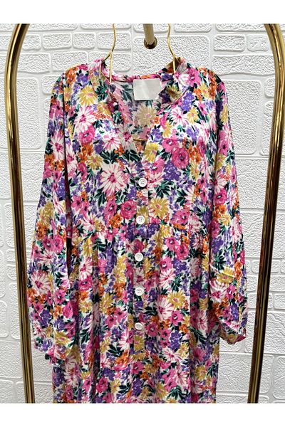 Zeynep Butik Patterned Viscose Hijab Dress 1861