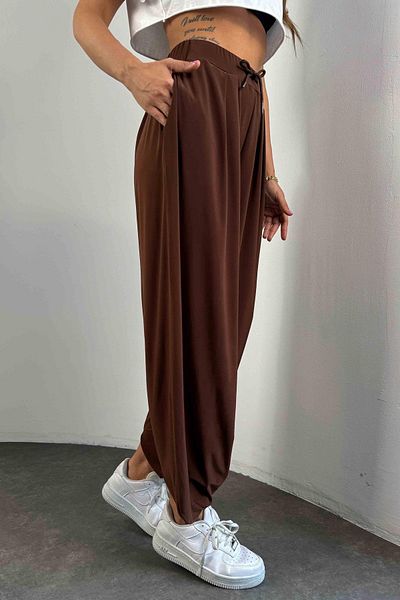 OYYOMODA Modal Fabric Shalwar Model Premium Brown Pants with Elastic Waist