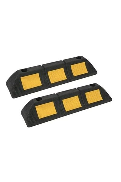 coshop Set 2 delimitatoare pentru parcare cu banda reflectorizanta, 48 x 12 x 9 cm, negru