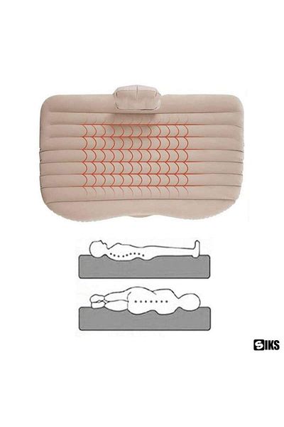SIKS Saltea auto gonflabilă pentru scaun, 2 perne incluse și pompă, 140 x 87 cm, bej