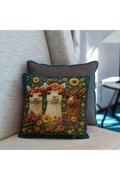 Hayal Dekoratif وسادة مطبوعة رقمية فاخرة منقوشة ثلاثية الأبعاد على شكل لاما ل...