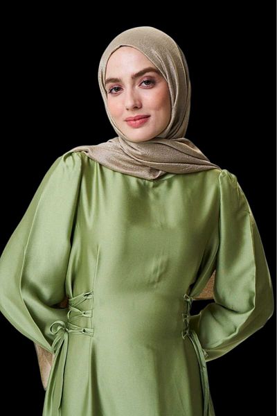 Freeista Antique Beige Evening Dress Shawl Shiny 2506663407