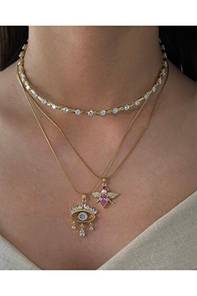 h&b design jewel Çelik Gold Göz Kolye