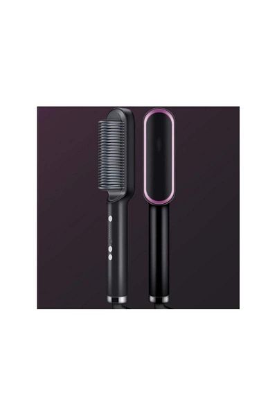 SIKS Perie electrică de îndreptat părul, 6 niveluri de încălzire, negru/violet