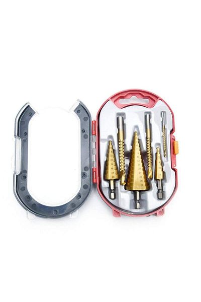 SIKS 6-piece Hss Titanium Step Drill Bit Set, 3 Tapered Drill Bits And 3 Serrated Drill Bits