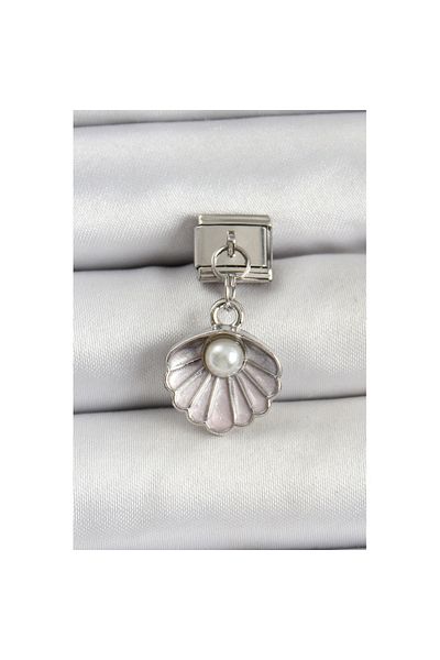 Skygo 316L Steel Dangle Pearl Detail Oyster Model Silver Color Nomination Charm - Tj-Bc1471