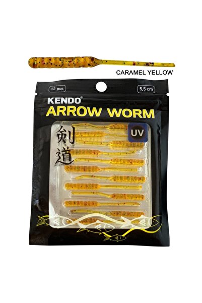 Arrow Worm Lrf Silikonu 5.5cm (12'li Paket) Karides Kokulu Caramel Yellow