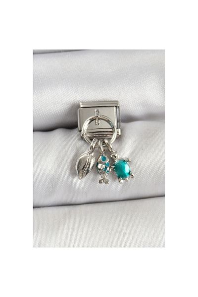 Skygo 316L Steel Dangle Zircon Stone Sea Themed Multiple Model Silver Color Nomination Charm - Tj-Bc1479