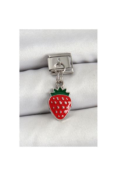Skygo 316L Steel Dangle Strawberry Model Silver Color Nomination Charm - Tj-Bc1469