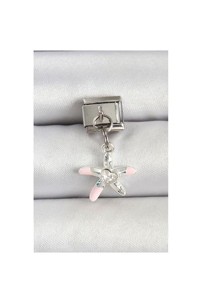 Skygo 316L Steel Silver Color Stone Starfish Model Nomination Charm - Tj-Bc1513