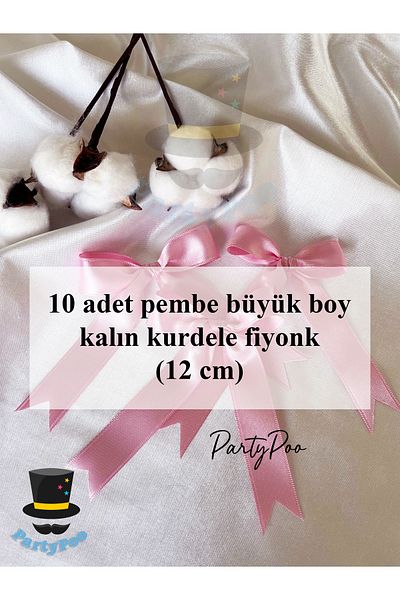 PartyPoo Pink Satin Ribbon Bow 10 Pieces Large Size