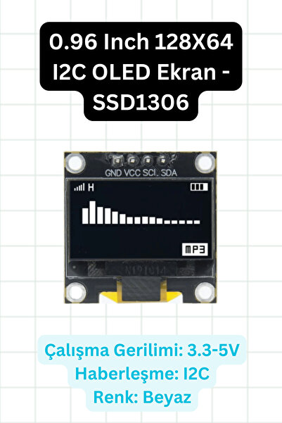 elektrik 0.96 Inch 128X64 I2C OLED Ekran - SSD1306