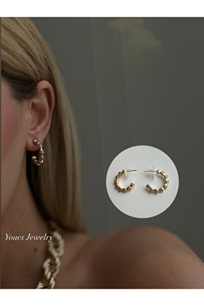 YOUES JEWELRY 316l Çelik 14 K Renk MİX Lüx Çift Renk Gold Silver VIP Seri Premium Kadın Küpe