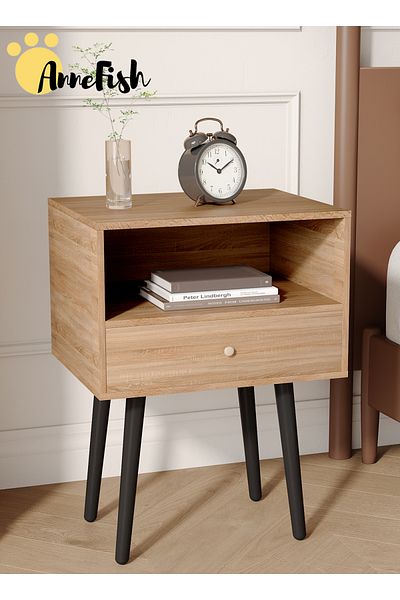 AnneFish 45*35*60cm Nightstand Bedside Table Nightstands End Coffee Table Open Storage Shelf for Bedrooms