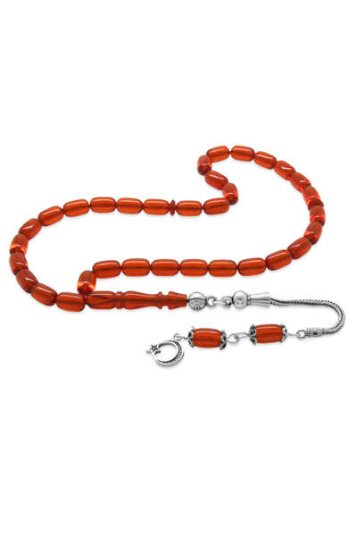 Tesbihane 925 проба срібла з бахромою, капсульний виріз, довжина зап'ястя, червоний вогняний бурштин, чотки