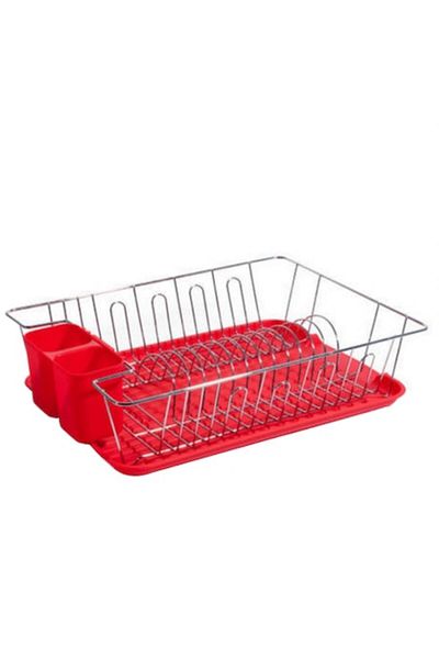 OEM Suport cu tava mare pentru vase, Metal, 45x35x11 cm, Rosu