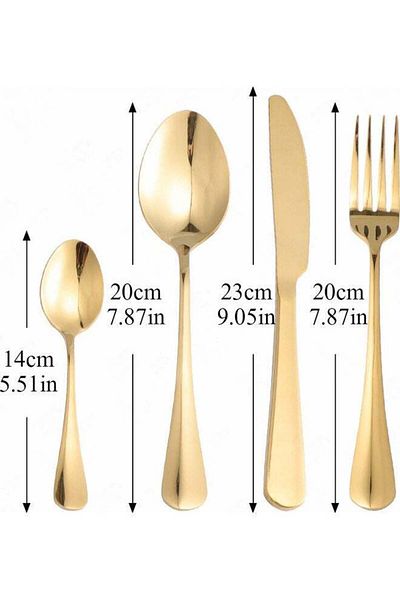 COOYA 24-Piece Stainless Steel Cutlery Set in Elegant Gold/White Finish, Durable, Ideal for Dining