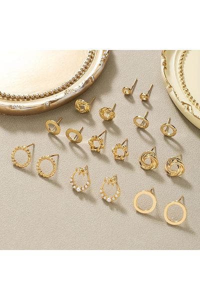 Ayzen 9 Pairs (18 Pcs) Earrings