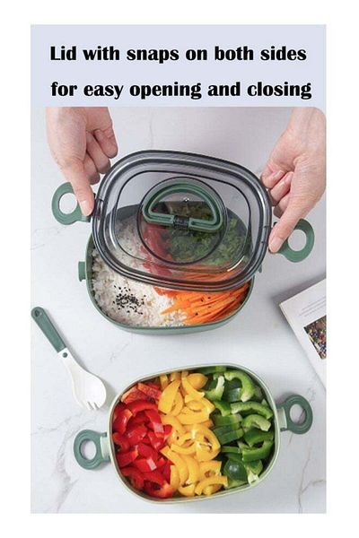 COOYA Stainless Steel Insulation Three-Layer Lunch Box 2000 ml Large Capacity Suitable for Office Workers