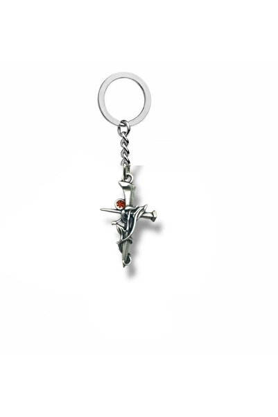 Herşey Nota Breloc cu figurine de dragon și sabie – Accesoriu unisex cu tematică fantastică de culoare argintie