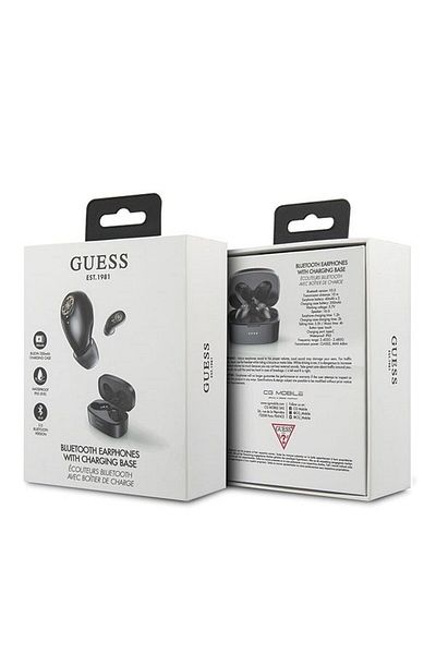 REDz Accessories Căști wireless Guess + stație de încărcare, Bluetooth, TWS + ENC, GUTWSJL4GBK, negre
