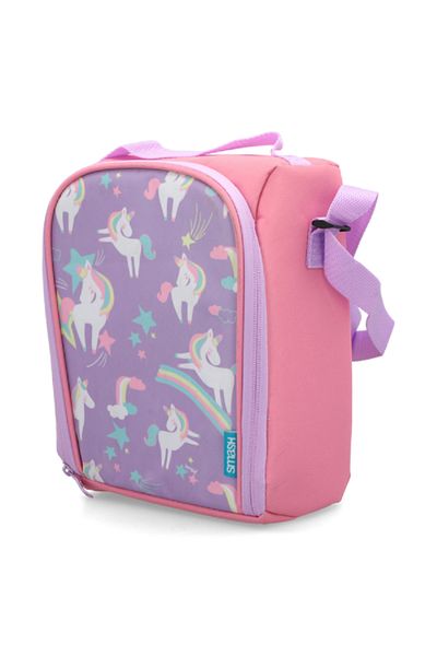 Smash Unicorn Printed Zipper Closure Lightweight Insulated Lunch Bag Pink and Lilac