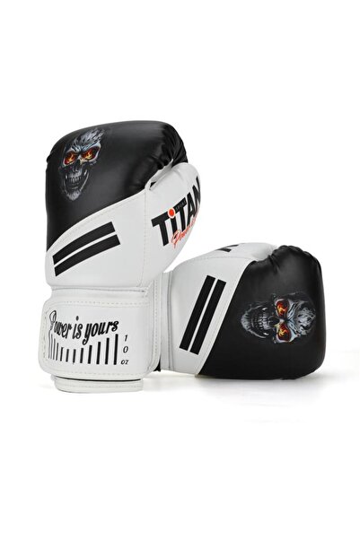 Titan Sport Black and White Skull Patterned Boxing Gloves