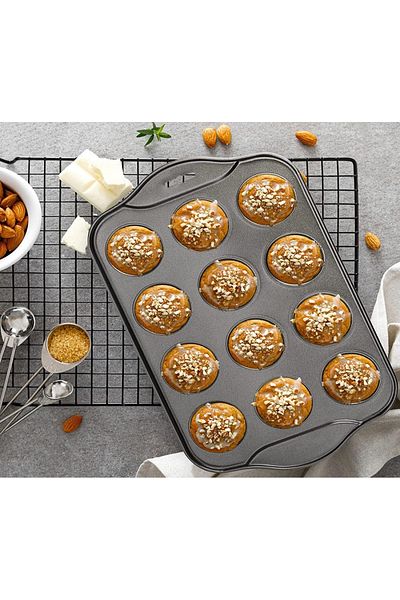 rexa 12-cup non-stick cupcake or muffin baking tray.