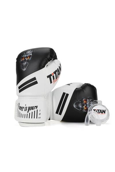 Titan Sport Black and White Snake Skull Patterned Boxing Gloves Set of 2