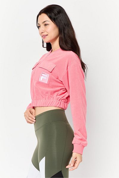 FILA Women Sportswear Fit Long Sleeves Outdoor Sweatshirt, Pink