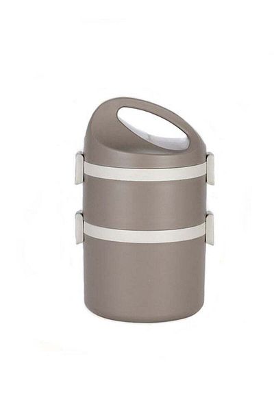 COOYA Insulated Lunch Box 304 Stainless Steel Double Layer Portable Insulated Leakproof Box (Khaki)