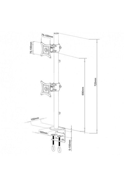 Techly Techly ICA-LCD 350-D universal desk stand, for two monitors, 13 - 27 inches (Black)