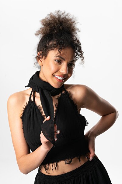 Eliş Şile Bezi Muslin Scarf Black Syh