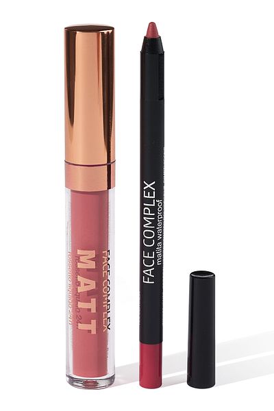 FACE COMPLEX Lip Set Lip Liner 24h Lip Tint Box, Set Ruj Lichid Creion De Buze Rezistent 24 H No.02 - Italia