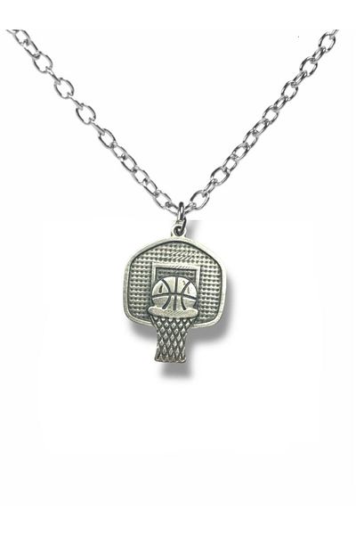Herşey Nota Basketball Ball and Ladle Figured Necklace – Silver Color Sports Themed Unisex Jewelry