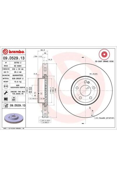 Brembo FREN DISKI PE MERCEDES X253 W213 C253 C257