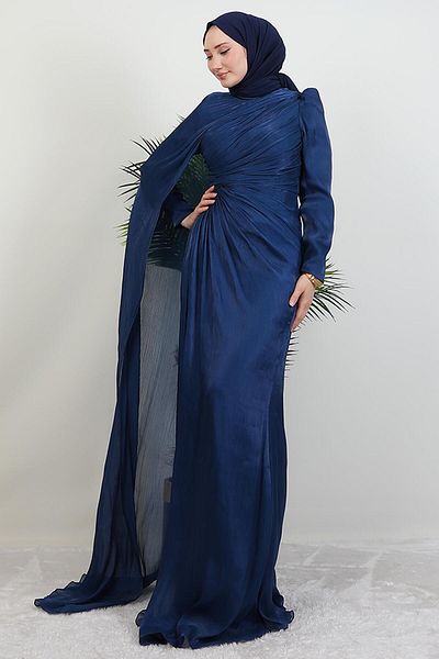 GİYZAMİLA Burcu Hijab βραδινό φόρεμα Navy Blue