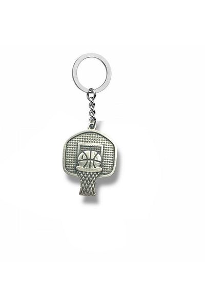 Herşey Nota Basketball Ball and Ladle Figured Keychain – Silver Color Sports Themed Unisex Accessory